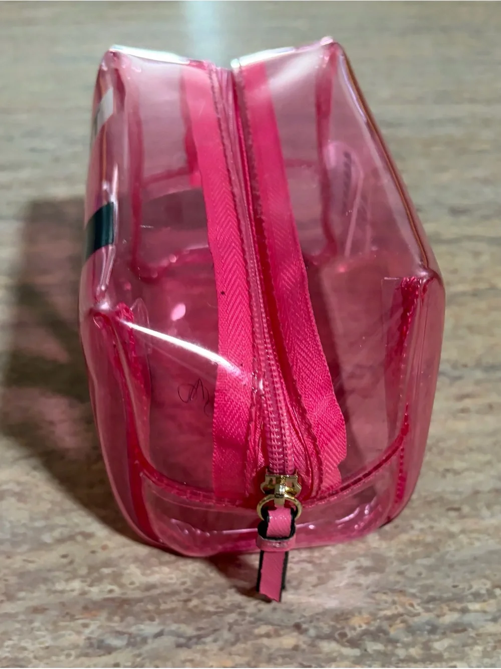 Victoria's Secret Hot Pink Clear Travel Pouch with Logo